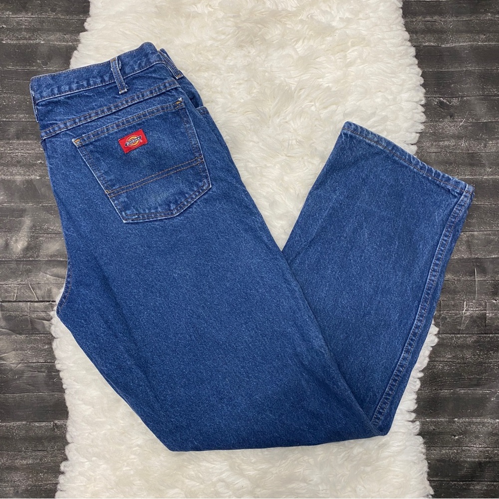 DICKIES JEANS STRAIGHT LEG DENIM MEDIUM WASH PANTS NORMCORE BASIC Y2K GORPCORE